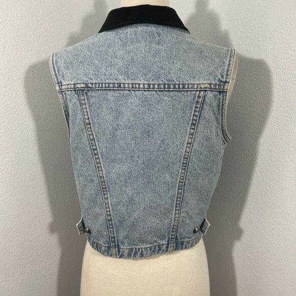 Vtg Limited Jeans Denim Vest Womens Small Velvet Collar Y2K 90s - Picture 4 of 8
